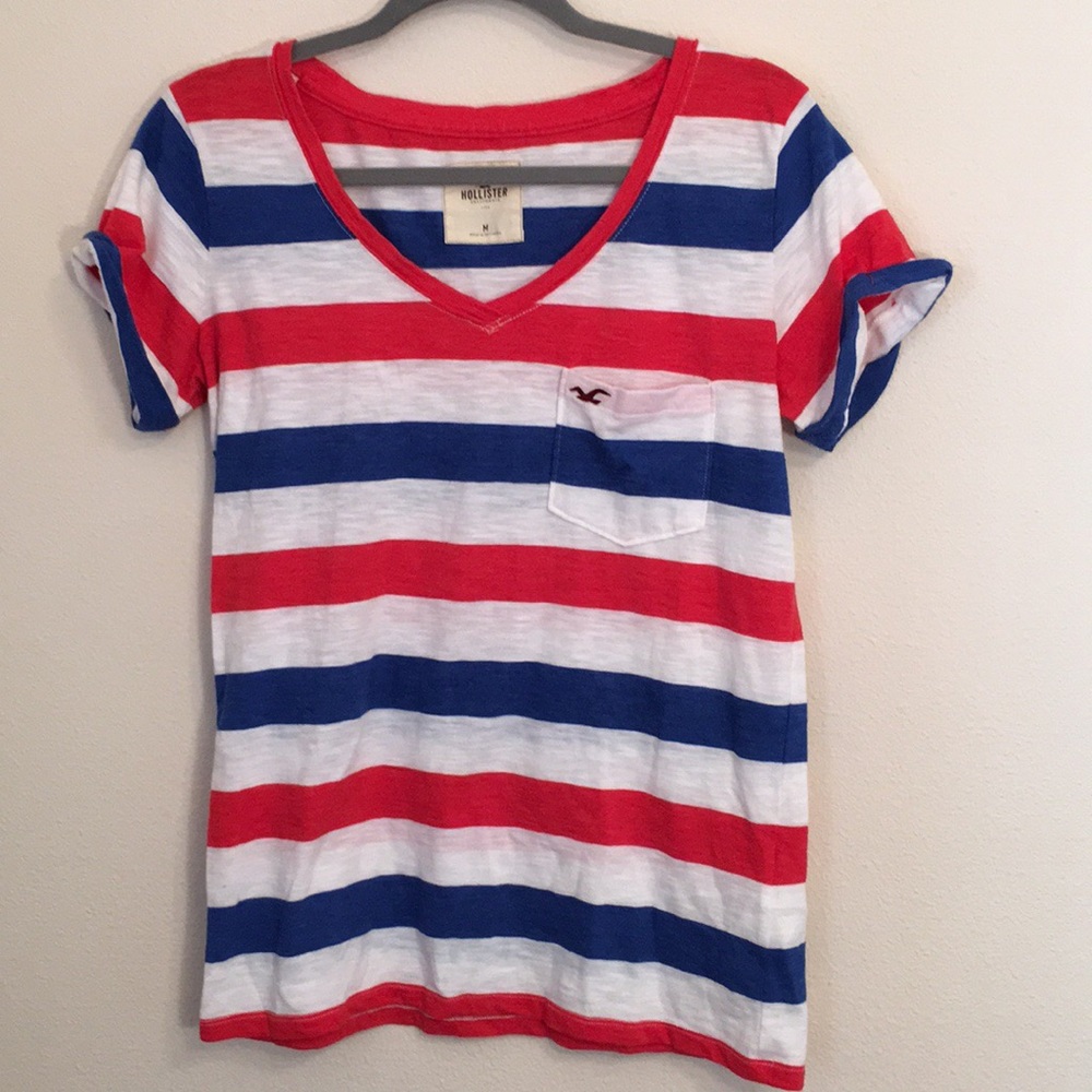 Hollister Red White & Blue Striped Short Sleeve